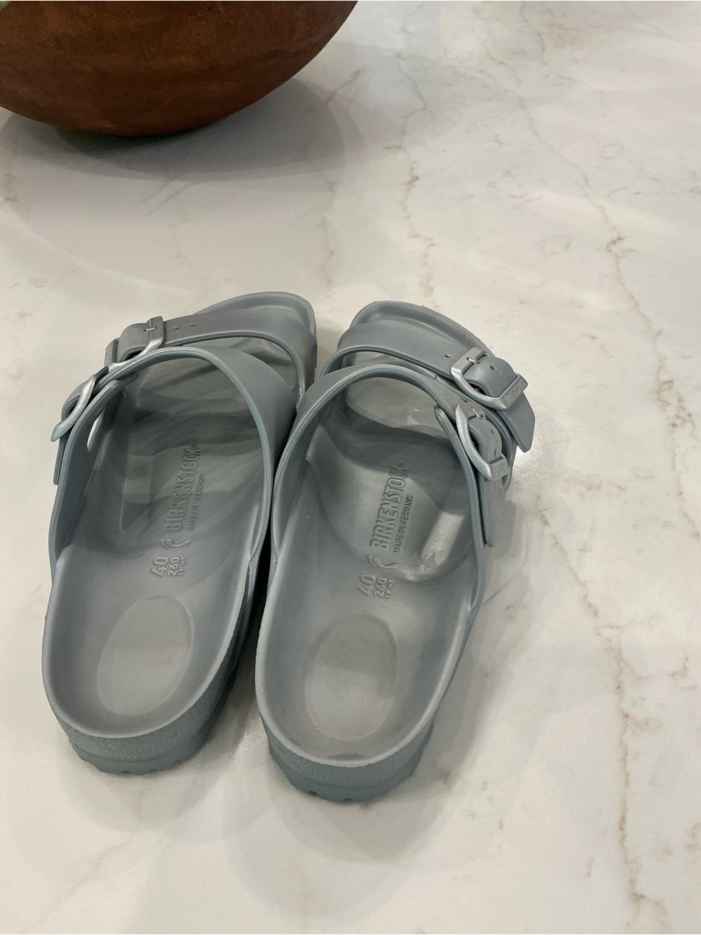 Birkenstock Arizona EVA Sandals Metallic Silver - Picture 4 of 5